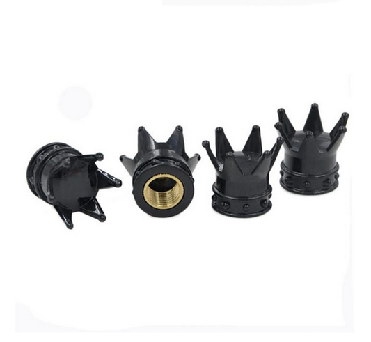 Kovové krytky ventilčeka čierna korunka 4 ks