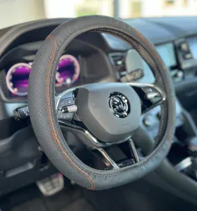 Koženkový poťah na volant Black - Orange