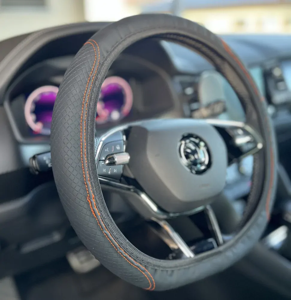 Koženkový poťah na volant Black - Orange