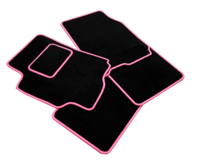 Autokoberce čierne s farebným lemom súprava 4 ks