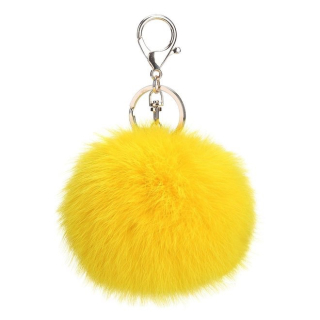 Žltý chlpatý prívesok na kľúče, kabelku Pom Pom